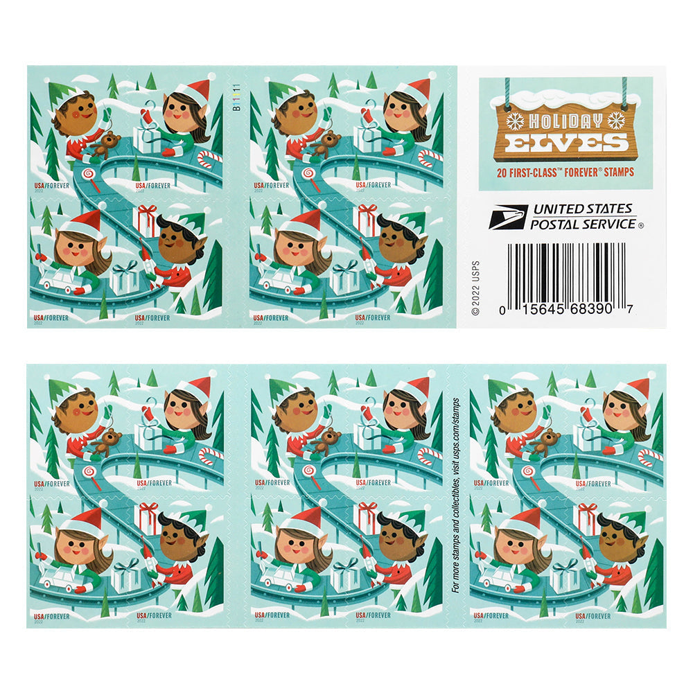 2022 Holiday Elves Forever First Class Postage Stamps