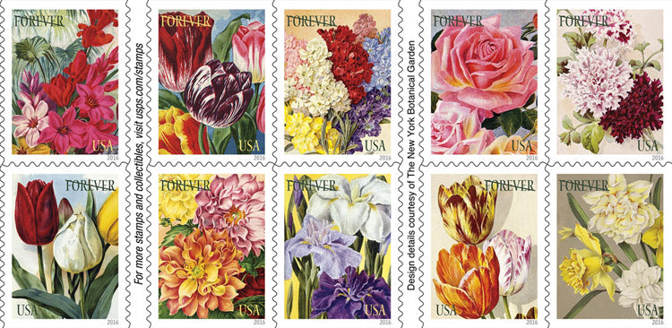 2016 US Botanical Art Forever First Class Postage Stamps